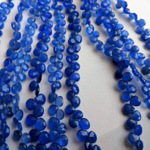 6-6.5mm Blue Chalcedony Faceted Heart Beads, Blue Chalcedony Heart Briolettes, Faceted Blue Heart Beads (3.5in To 7in Options) - Pnt12 6-6.5mm Blue Chalcedony Faceted Heart Beads, Blue Chalcedony Heart Briolettes, Faceted Blue Heart Beads (3.5in To 7in Options) - Pnt12