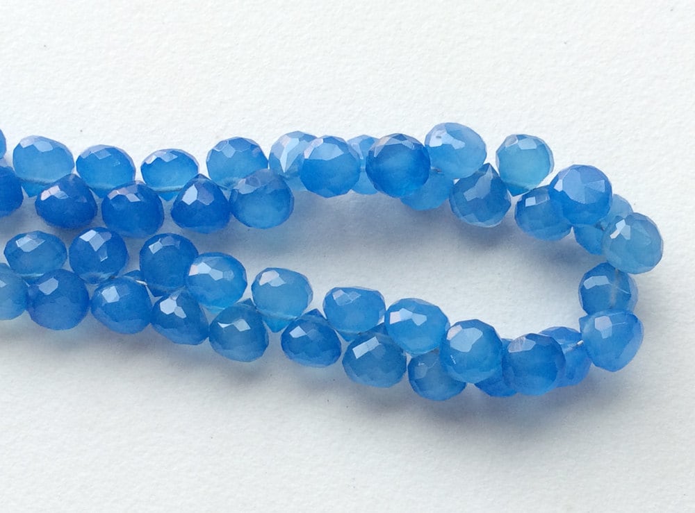 6-7mm Blue Chalcedony Faceted Onion, Blue Chalcedony Briolettes, Blue Chalcedony Onion Beads For Jewelry (12pcs To 50pcs Options) 6-7mm Blue Chalcedony Faceted Onion, Blue Chalcedony Briolettes, Blue Chalcedony Onion Beads For Jewelry (12pcs To 50pcs Options)