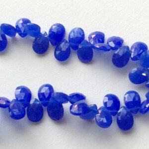 7x10mm Blue Chalcedony Faceted Pear, Chalcedony Briolette Bead, Blue Pear Bead, Faceted Chalcedony Gemstone For Jewelry 18 Pieces