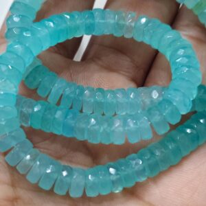 8 Inches Strand, aqua Blue Chalcedony Faceted Button Beads, size 6-6.5mm 8 Inches Strand, aqua Blue Chalcedony Faceted Button Beads, size 6-6.5mm