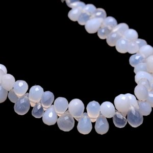 Aaa Blue Chalcedony Teardrop Briolette Beads, 6" Strand