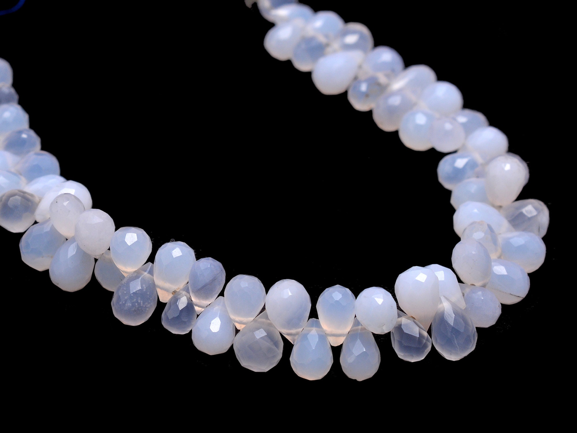 Aaa Blue Chalcedony Teardrop Briolette Beads, 6" Strand Aaa Blue Chalcedony Teardrop Briolette Beads, 6" Strand