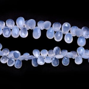 Aaa Blue Chalcedony Gemstone 7x10mm Faceted Pear Briolette Beads | 8inch Strand | Chalcedony Semi Precious Gemstone Beads For Jewelry Making