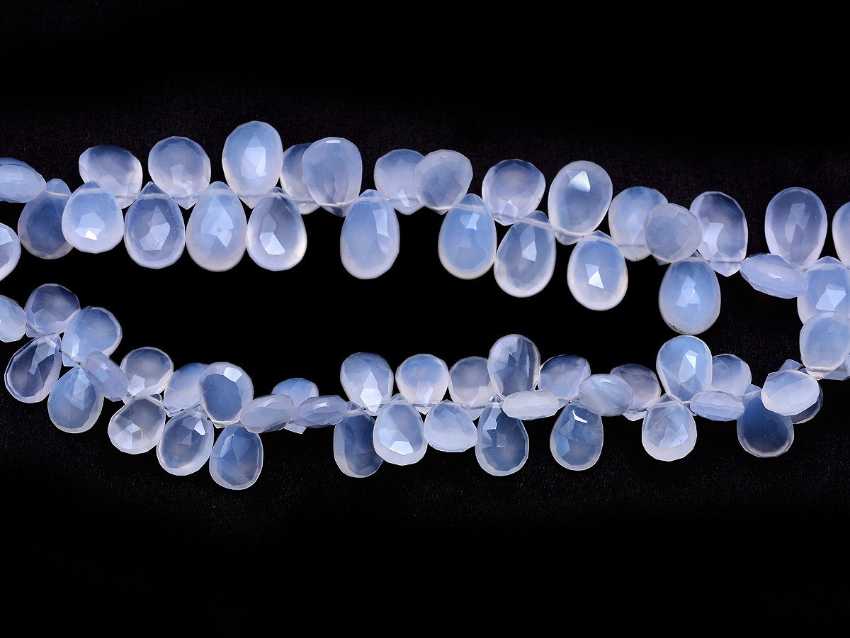 Aaa Blue Chalcedony Gemstone 7x10mm Faceted Pear Briolette Beads | 8inch Strand | Chalcedony Semi Precious Gemstone Beads For Jewelry Making Aaa Blue Chalcedony Gemstone 7x10mm Faceted Pear Briolette Beads | 8inch Strand | Chalcedony Semi Precious Gemstone Beads For Jewelry Making