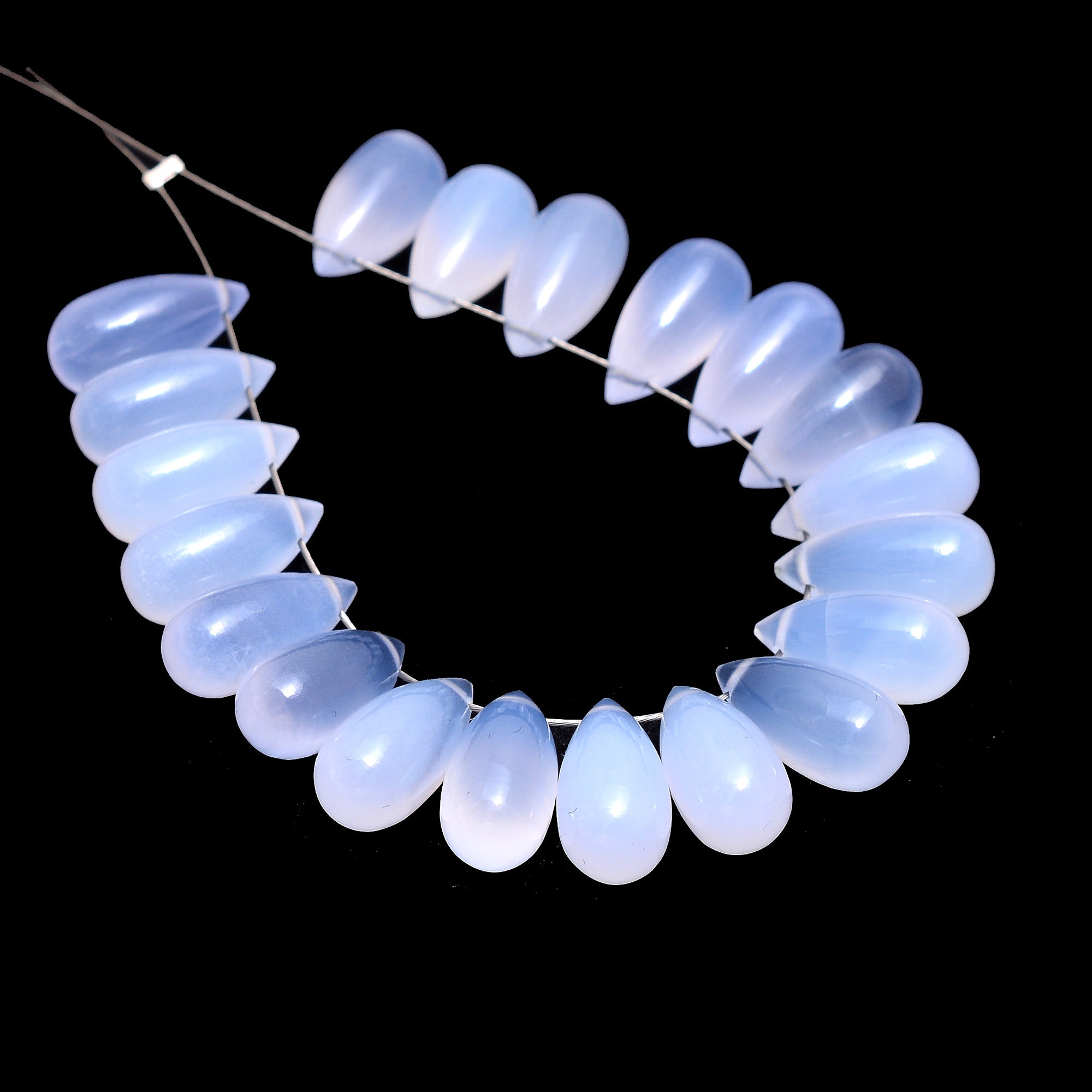Aaa+ Natural Blue Chalcedony 6x12mm Teardrop Smooth Briolette Beads, Chalcedony Semi Precious Gemstone Drops For Jewelry Making
