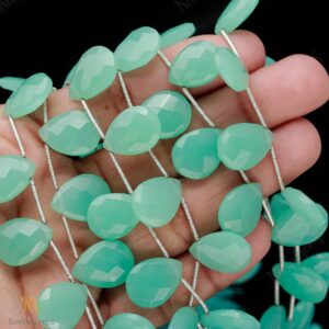 Aaa+ Blue Chalcedony Faceted Pear Briolette Beads,chalcedony Quartz Side Drill Drop Beads,10pcs Gemstone Beads For Handmade Jewelry