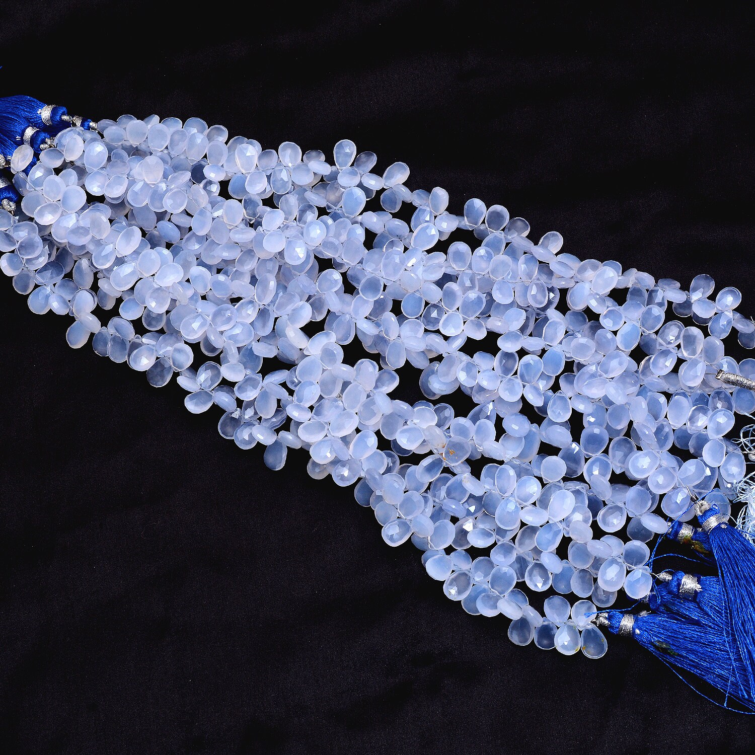 Aaa+ Blue Chalcedony Gemstone Faceted Pear Briolette Beads | 8inch Strand | Chalcedony Semi Precious Gemstone 6x9mm Beads For Jewelry