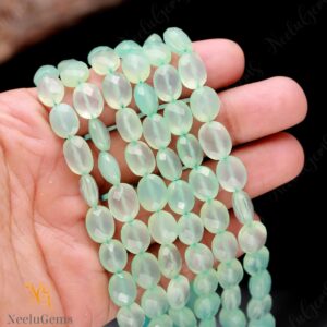 Aaa+ Blue Chalcedony Faceted Oval Beads,natural Chalcedony Briolette Oval Beads,13"gemstone Beads For Handmade Jewelry & Craft Making
