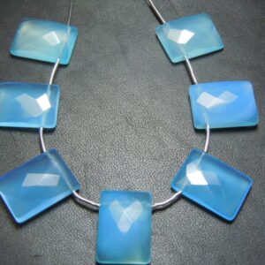 Blue Chalcedony Briolette Faceted Rose Cut Rectangle Beads Size In Size 13x18mm Blue Chalcedony