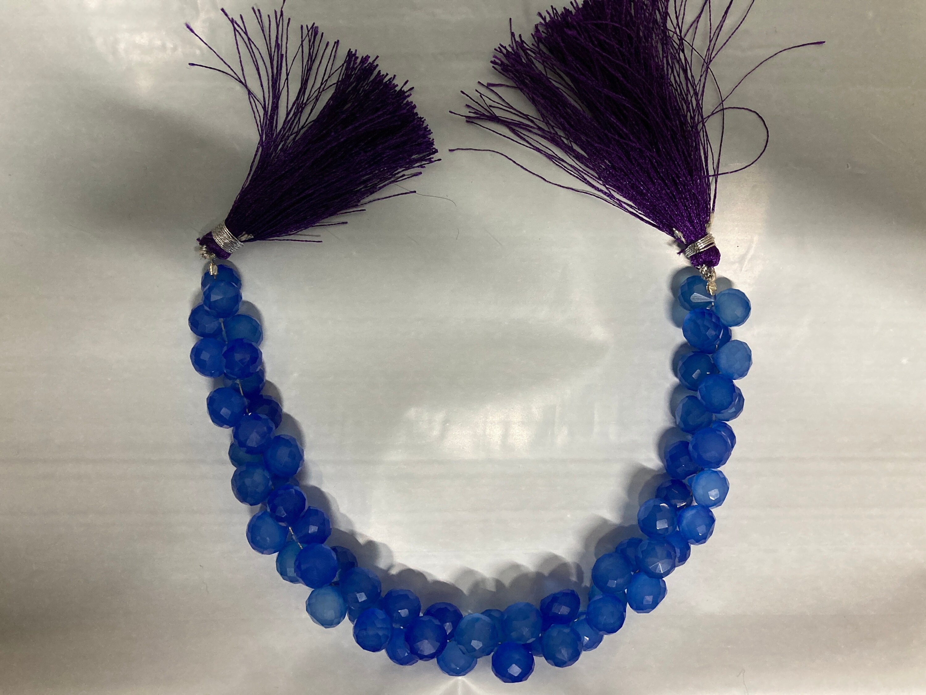Blue Chalcedony Faceted Onion Briolette Beads, Faceted Onion Shaped Blue Chalcedony Beads, 8mm Each, 7.5 Inch Strand, Gds640