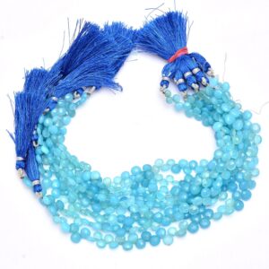 Blue Chalcedony Gemstone Faceted Heart Briolette | 6mm-7mm Beads 9inch Strand | Natural Multi Chalcedony Semi Precious Gemstone Briolette |