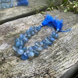 Glowy Grey Blue Blue Chalcedony Faceted Handcut rustic  Briolette beads 10-12mm approx CHOOSE QUANTITY heart briolettes
