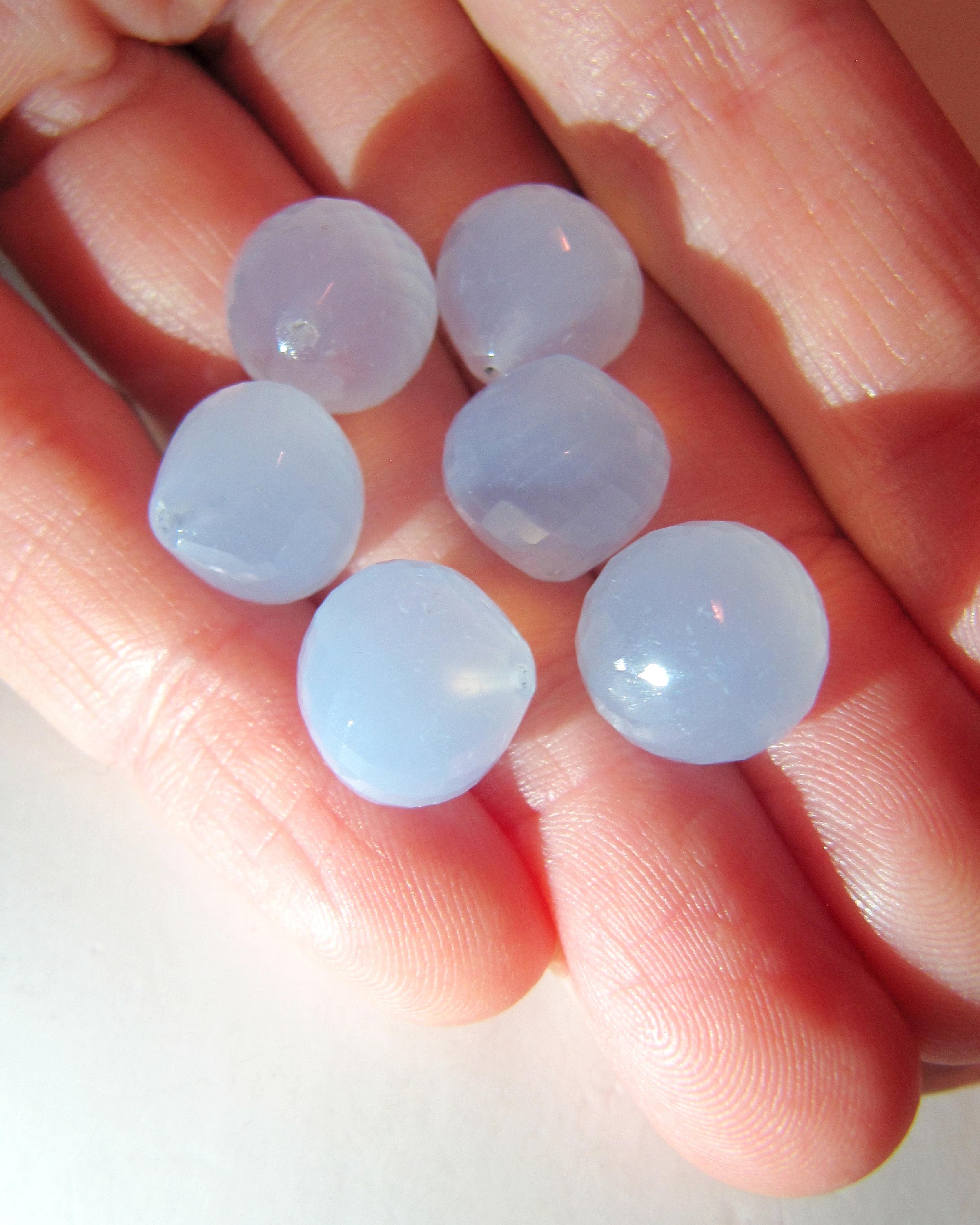 Blue Chalcedony Half Top Drilled Onion Dangle Drops Beads • 10mm • Aaa Micro Faceted • Natural Gemstone