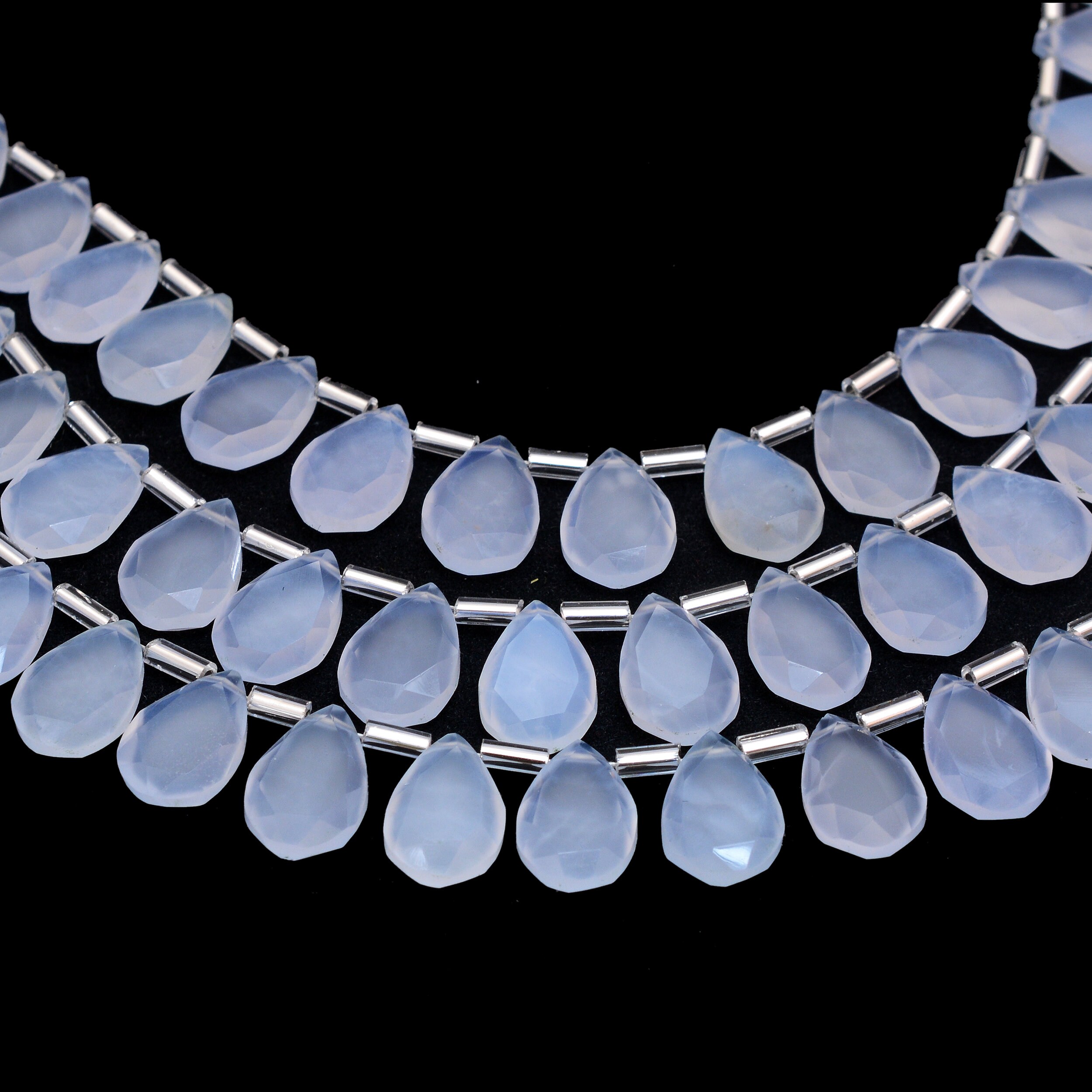 Natural Aaa+ Blue Chalcedony 8x12mm Fancy Cut Pear Beads | Chalcedony Semi Precious Gemstone Faceted Pear Briolette Loose Beads | 8" Strand Natural Aaa+ Blue Chalcedony 8x12mm Fancy Cut Pear Beads | Chalcedony Semi Precious Gemstone Faceted Pear Briolette Loose Beads | 8" Strand