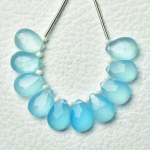 Natural Blue Chalcedony Pear Beads 7x10mm Faceted Pear Briolettes Gemstone Beads Chalcedony Beads Jewelry Making Earring 6,8,10pcs No4488 Natural Blue Chalcedony Pear Beads 7x10mm Faceted Pear Briolettes Gemstone Beads Chalcedony Beads Jewelry Making Earring 6,8,10pcs No4488