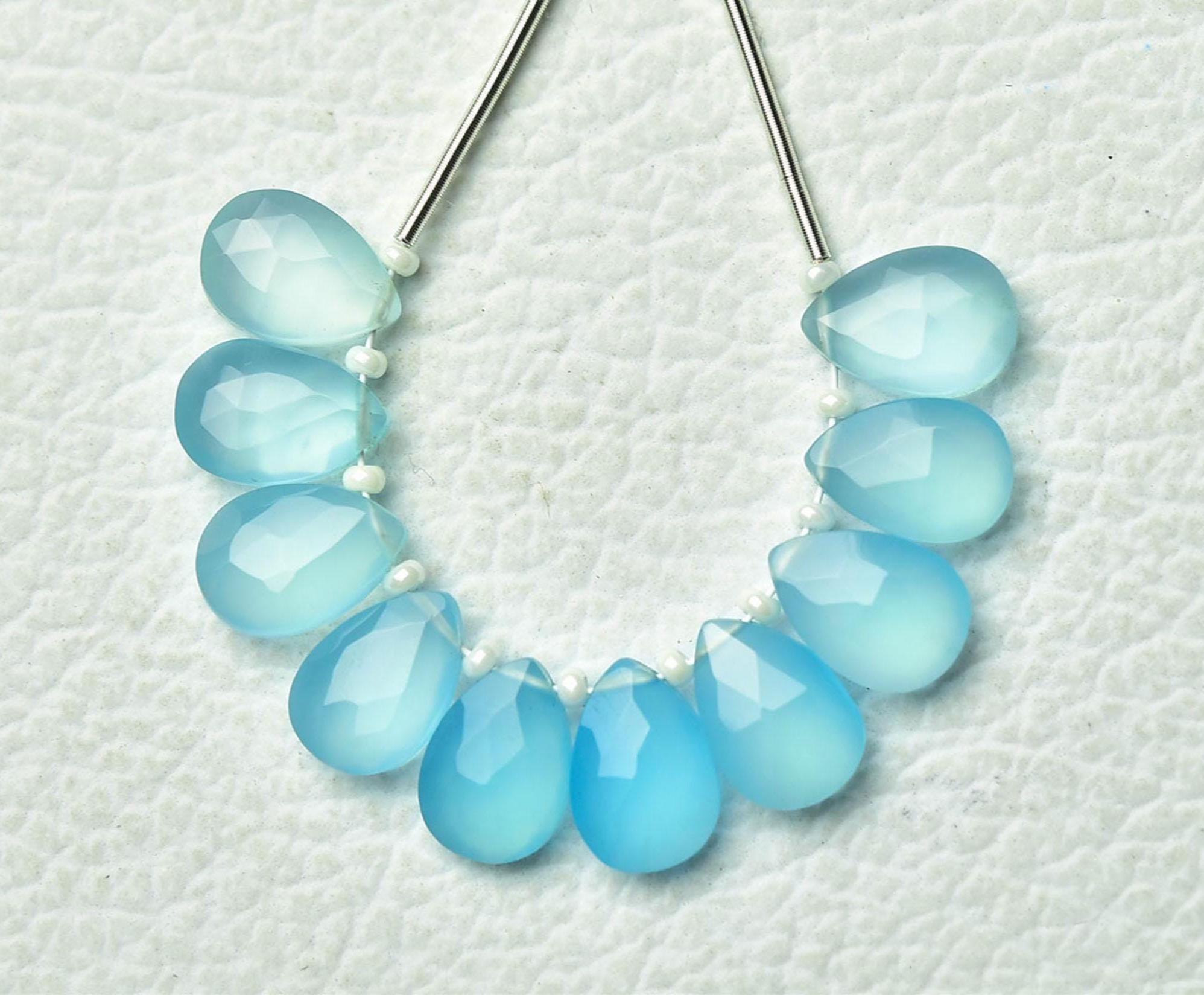 Natural Blue Chalcedony Pear Beads 7x10mm Faceted Pear Briolettes Gemstone Beads Chalcedony Beads Jewelry Making Earring 6,8,10pcs No4488 Natural Blue Chalcedony Pear Beads 7x10mm Faceted Pear Briolettes Gemstone Beads Chalcedony Beads Jewelry Making Earring 6,8,10pcs No4488