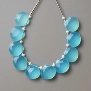 Natural Blue Chalcedony Heart Beads 9mm Faceted Heart Chalcedony Briolettes Calibrated Gemstone Bead Pair Matched Earrings Beads No4489