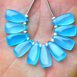 Natural Blue Chalcedony Fancy Beads Smooth Fancy Briolettes Calibrated Gemstone Beads Chalcedony Beads Matched Earring Pair 7x15mm No4840