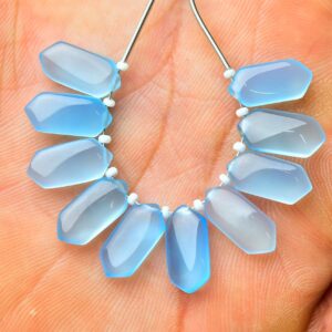 Natural Blue Chalcedony Fancy Beads Smooth Fancy Briolettes Calibrated Gemstone Beads Chalcedony Beads Matched Earring Pair 7x15mm No3570