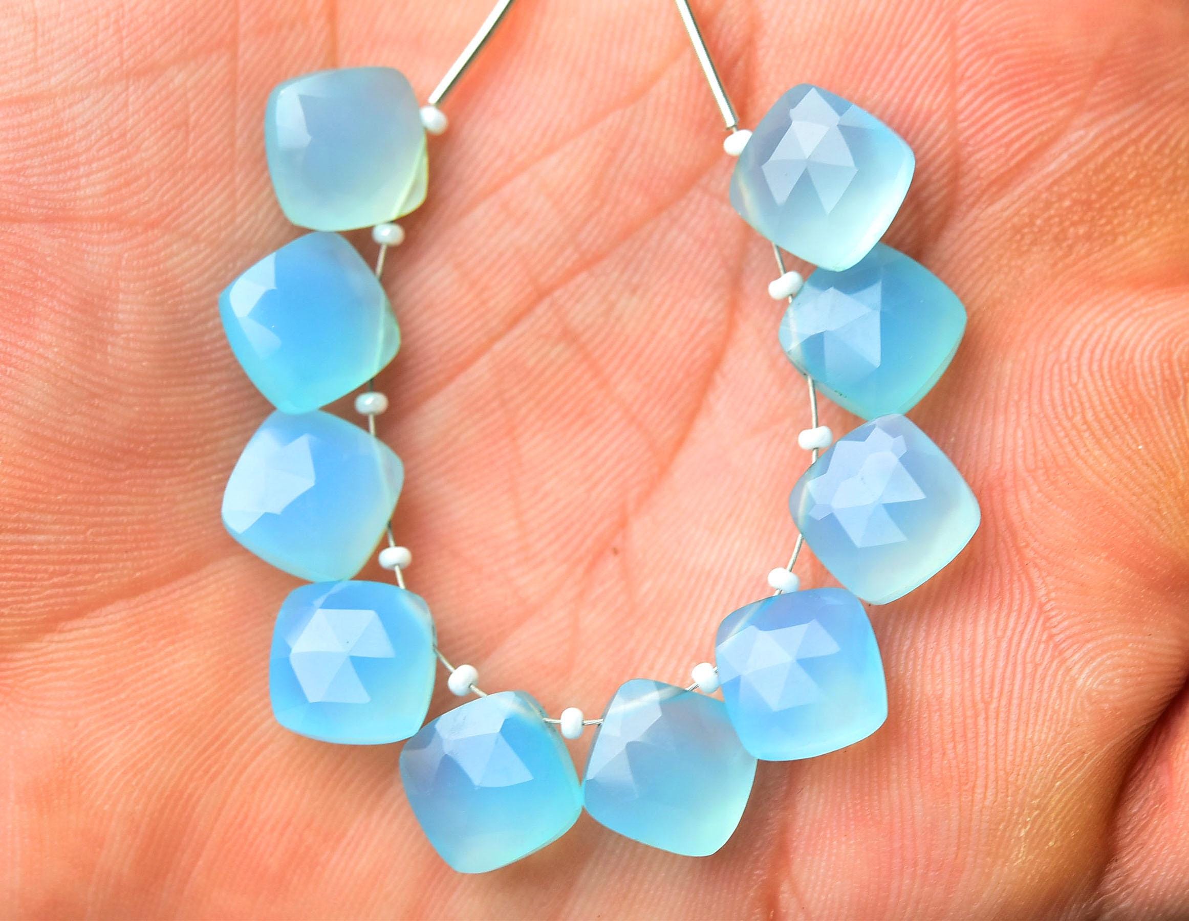 Natural Blue Chalcedony Cushion Beads 10mm Faceted Briolettes Gemstone Beads Chalcedony Beads Earring Jewelry Making Beads 6,8,10pcs No5097 Natural Blue Chalcedony Cushion Beads 10mm Faceted Briolettes Gemstone Beads Chalcedony Beads Earring Jewelry Making Beads 6,8,10pcs No5097