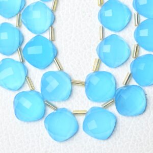 Natural Blue Chalcedony Cushion Beads 11mm Faceted Cushion Briolettes Gemstone Beads Chalcedony Beads - 5 Matched Pair ( 10 Pcs ) No5450 Natural Blue Chalcedony Cushion Beads 11mm Faceted Cushion Briolettes Gemstone Beads Chalcedony Beads - 5 Matched Pair ( 10 Pcs ) No5450