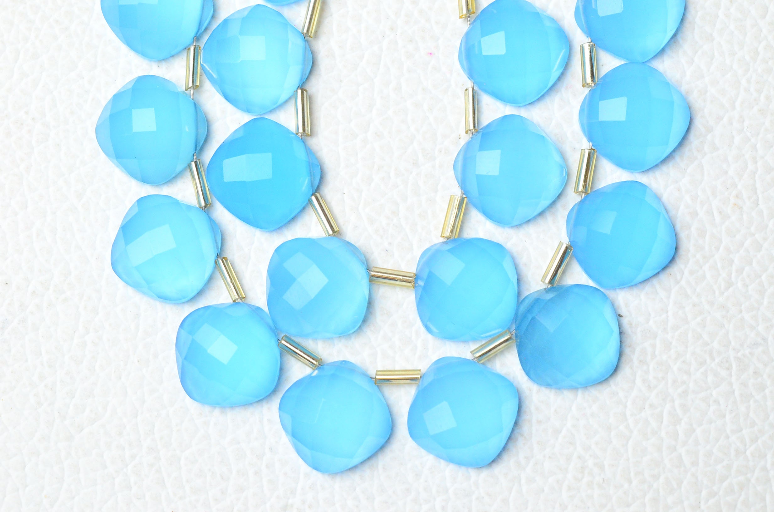 Natural Blue Chalcedony Cushion Beads 11mm Faceted Cushion Briolettes Gemstone Beads Chalcedony Beads - 5 Matched Pair ( 10 Pcs ) No5450 Natural Blue Chalcedony Cushion Beads 11mm Faceted Cushion Briolettes Gemstone Beads Chalcedony Beads - 5 Matched Pair ( 10 Pcs ) No5450