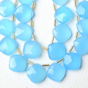 Natural Blue Chalcedony Cushion Beads 12mm Faceted Briolettes Gemstone Beads Chalcedony Beads Matched Pair For Earring 6,8,10pcs No5448 Natural Blue Chalcedony Cushion Beads 12mm Faceted Briolettes Gemstone Beads Chalcedony Beads Matched Pair For Earring 6,8,10pcs No5448