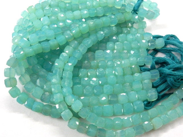 Natural Aqua Blue Chalcedony Heishi Box Beads, 7-8mm Gemstone Strand For Jewelry Making Natural Aqua Blue Chalcedony Heishi Box Beads, 7-8mm Gemstone Strand For Jewelry Making