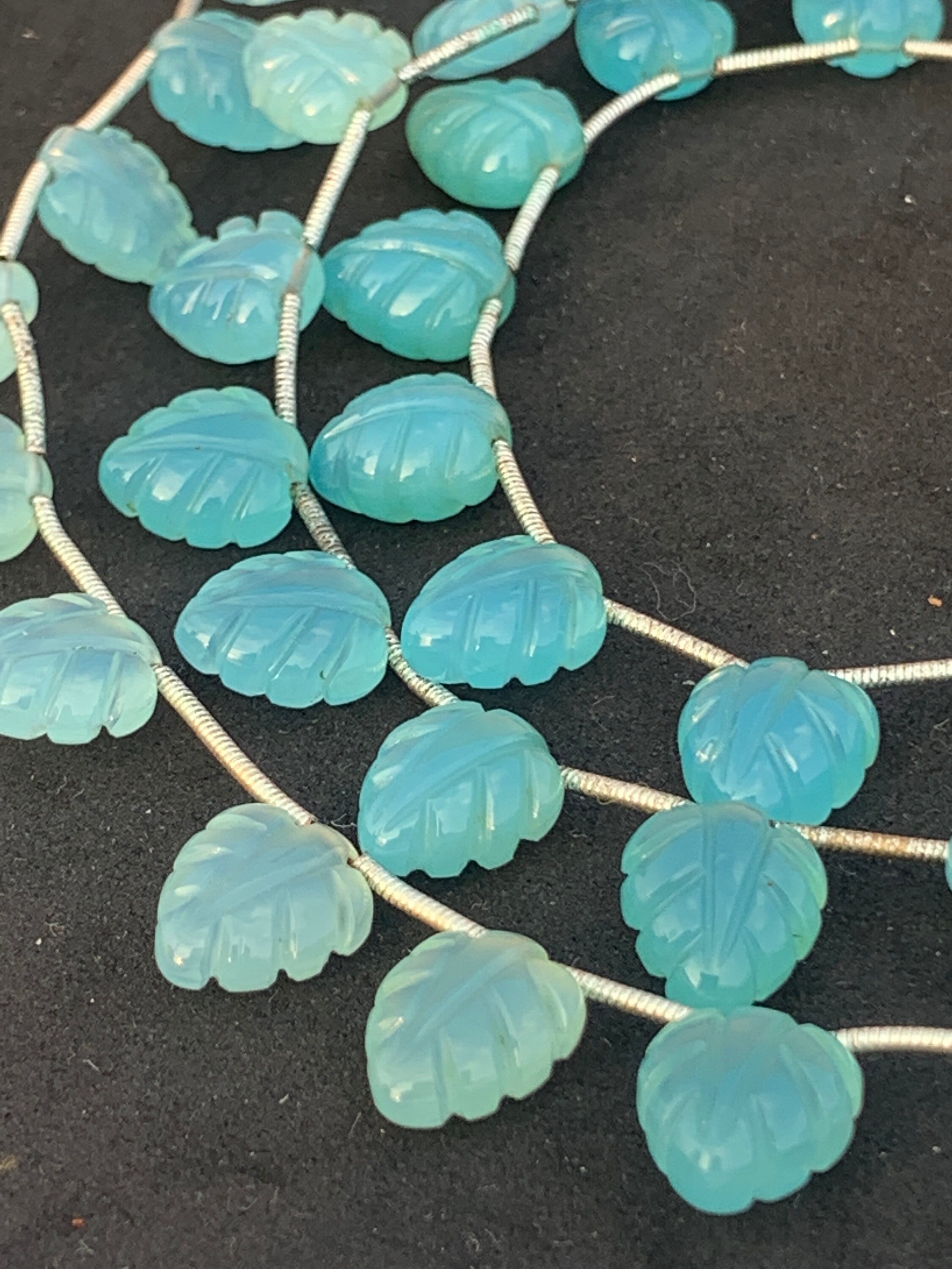 Natural Blue Chalcedony | Leaf Carved Shape | 8 Inches Strand | Wholesale Gemstone Beads Natural Blue Chalcedony | Leaf Carved Shape | 8 Inches Strand | Wholesale Gemstone Beads