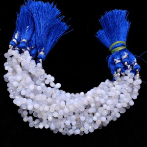 Natural Blue Chalcedony Teardrop Faceted Briolette Beads | 6x4mm Drops 6" Strand | Aaa+ Chalcedony Semi Precious Gemstone Beads For Jewelry