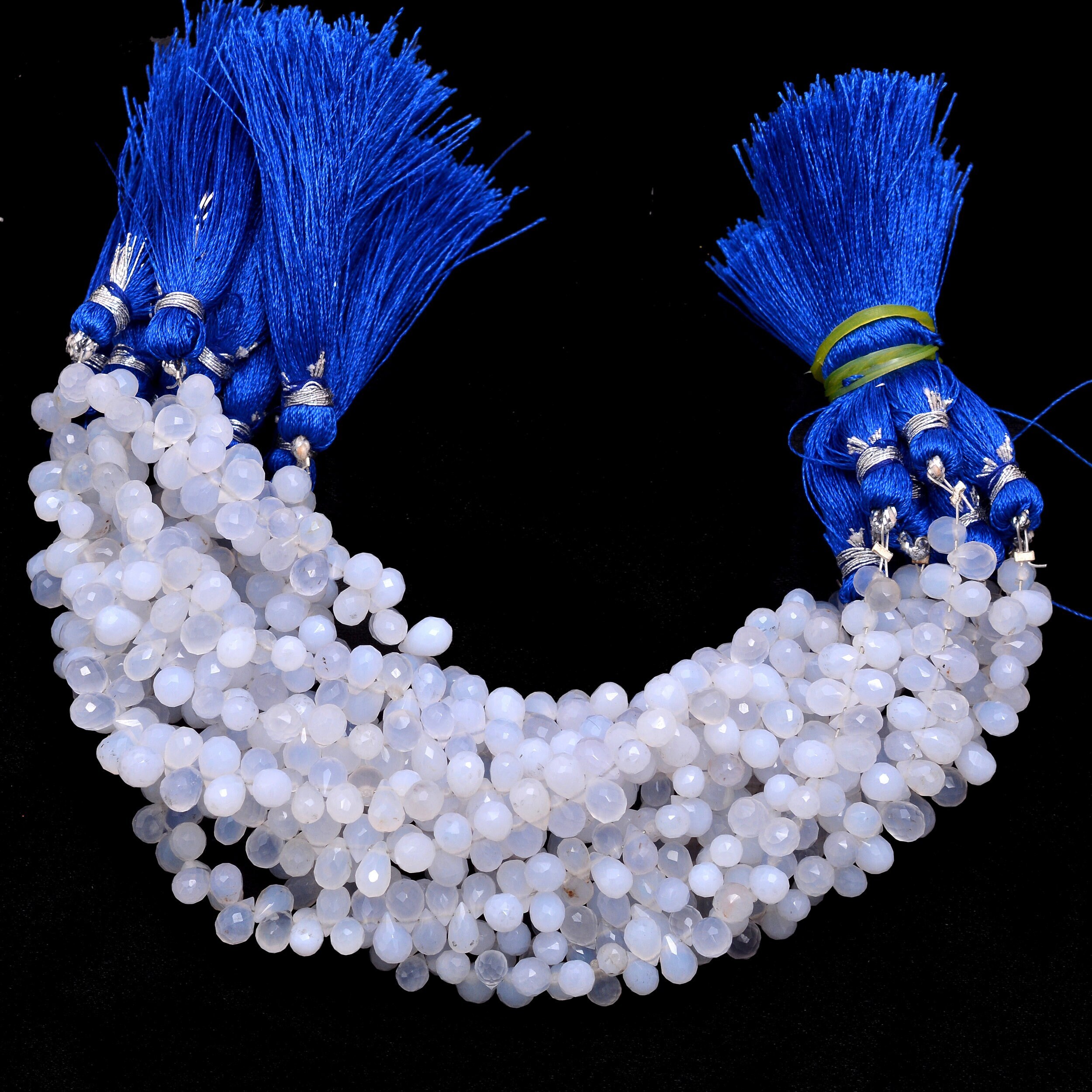 Natural Blue Chalcedony Teardrop Faceted Briolette Beads | 6x4mm Drops 6" Strand | Aaa+ Chalcedony Semi Precious Gemstone Beads For Jewelry Natural Blue Chalcedony Teardrop Faceted Briolette Beads | 6x4mm Drops 6" Strand | Aaa+ Chalcedony Semi Precious Gemstone Beads For Jewelry