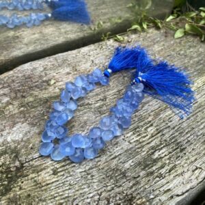 Pale Blue Chalcedony Faceted Handcut rustic  Briolette beads 12-13mm approx CHOOSE QUANTITY heart briolettes