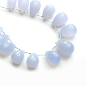 Blue Chalcedony Smooth Drop Beads, 11x18 Mm To 15x24 Mm, Plain Chalcedony Beads, Blue Chalcedony Beads, 7 Inches Strand, Price Per Strand