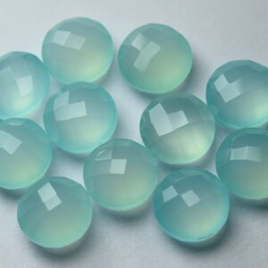 Undrilled,5 Matched Pair,AAA Quality,Aqua Blue Chalcedony Faceted Coins Shape Briolettes,Size 12mm Undrilled,5 Matched Pair,AAA Quality,Aqua Blue Chalcedony Faceted Coins Shape Briolettes,Size 12mm
