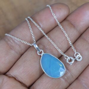 Blue Chalcedony Pendant: 925 Sterling Silver Gemstone Jewelry
