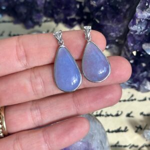 Blue Chalcedony Pendant: .925 Sterling Silver Crystal Necklace