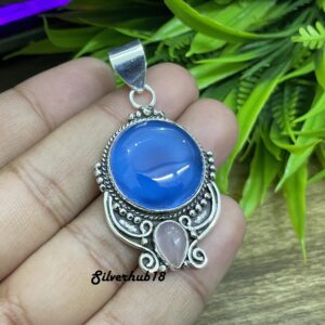 Blue Chalcedony Pendant-925 Sterling Silver Pendant-chalcedony Gemstone-handmade Pendant-beautiful Pendant-pendent For Women-gift For Her