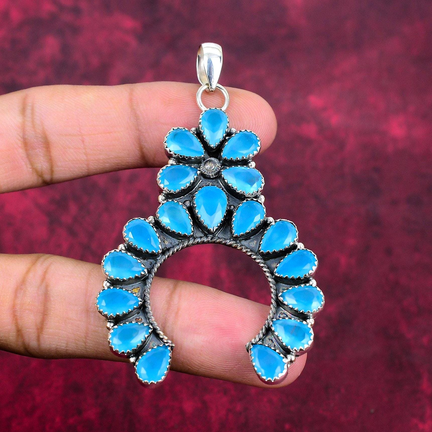 Beautiful Blue Chalcedony Pendant, Handmade Stylish Silver Jewelry 925 Sterling Silver Pendant Gemstone Pendant Valentine Day Gift