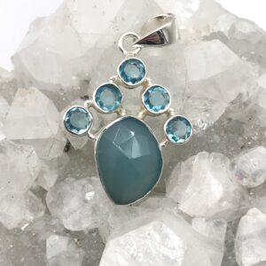 Faceted Blue Chalcedony Pendant