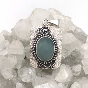 Faceted Blue Chalcedony Pendant