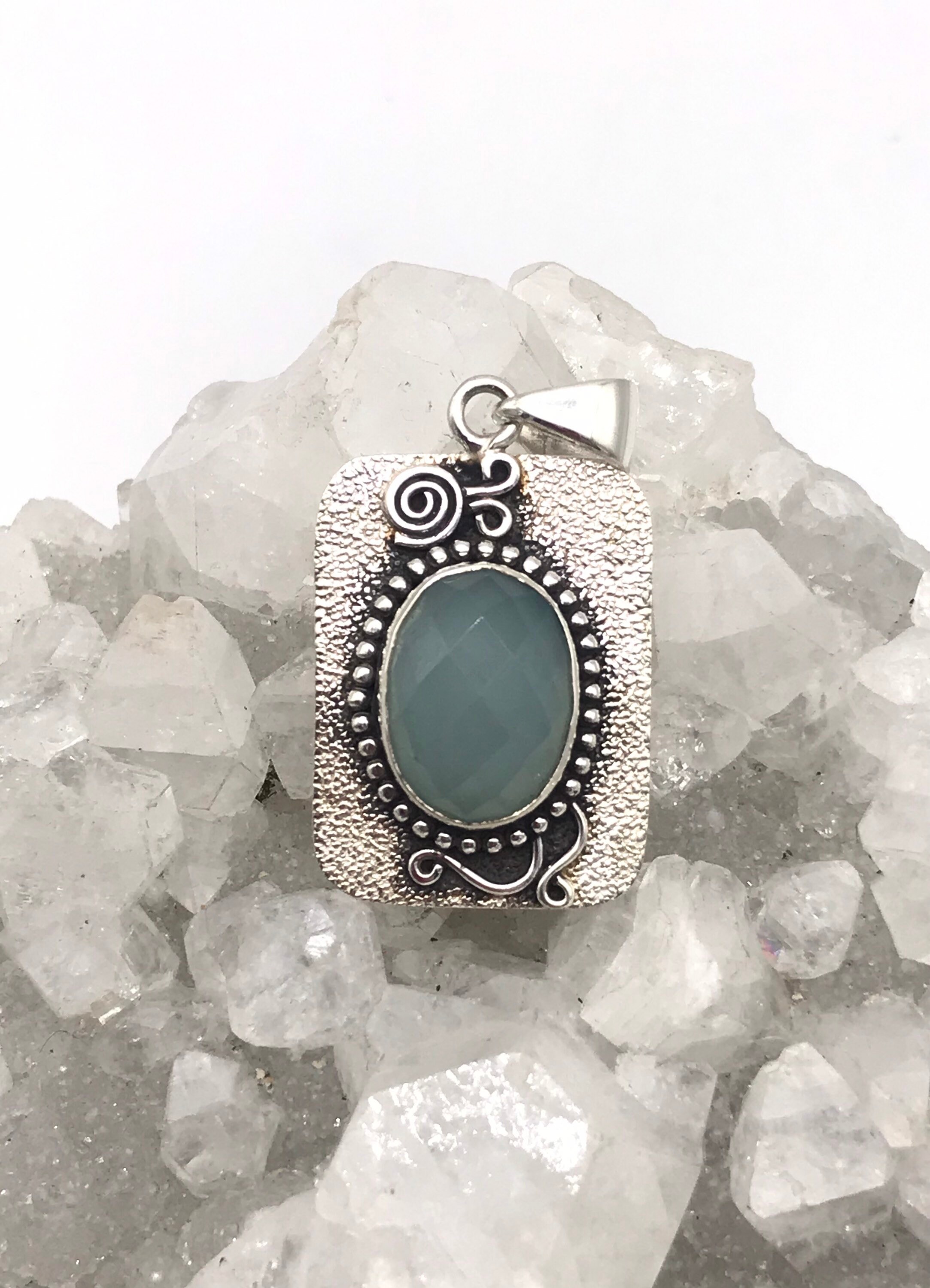 Faceted Blue Chalcedony Pendant