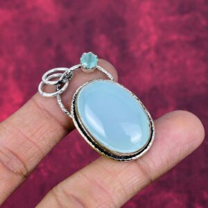 Blue Chalcedony Pendant Gemstone Pendant 925 Sterling Silver Pendant Amazing Jewelry Handmade Pendant Silver Jewelry Birthday For Gifts Her