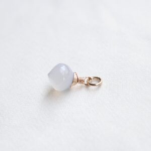 Holly Blue Chalcedony Charm: 14K Gold Filled or Stelring, Gemstone Dew Drop Pendant