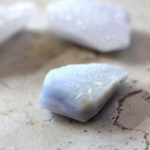 Periwinkle Blue Chalcedony Druzy Pendant: Freeform Stone (30 X 20mm)