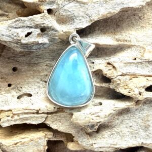 Blue Chalcedony Silver Pendant, Teardrop Pendant, 20mm, 925 Sterling
