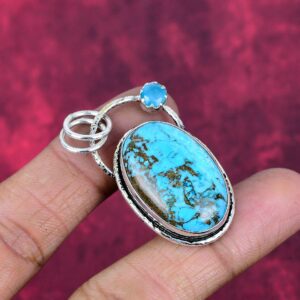 Turquoise Pendant 925 Sterling Silver Jewelry Blue Chalcedony Gemstone Pendant Handmade Pendant Engagement Gift Latest Design Pendant