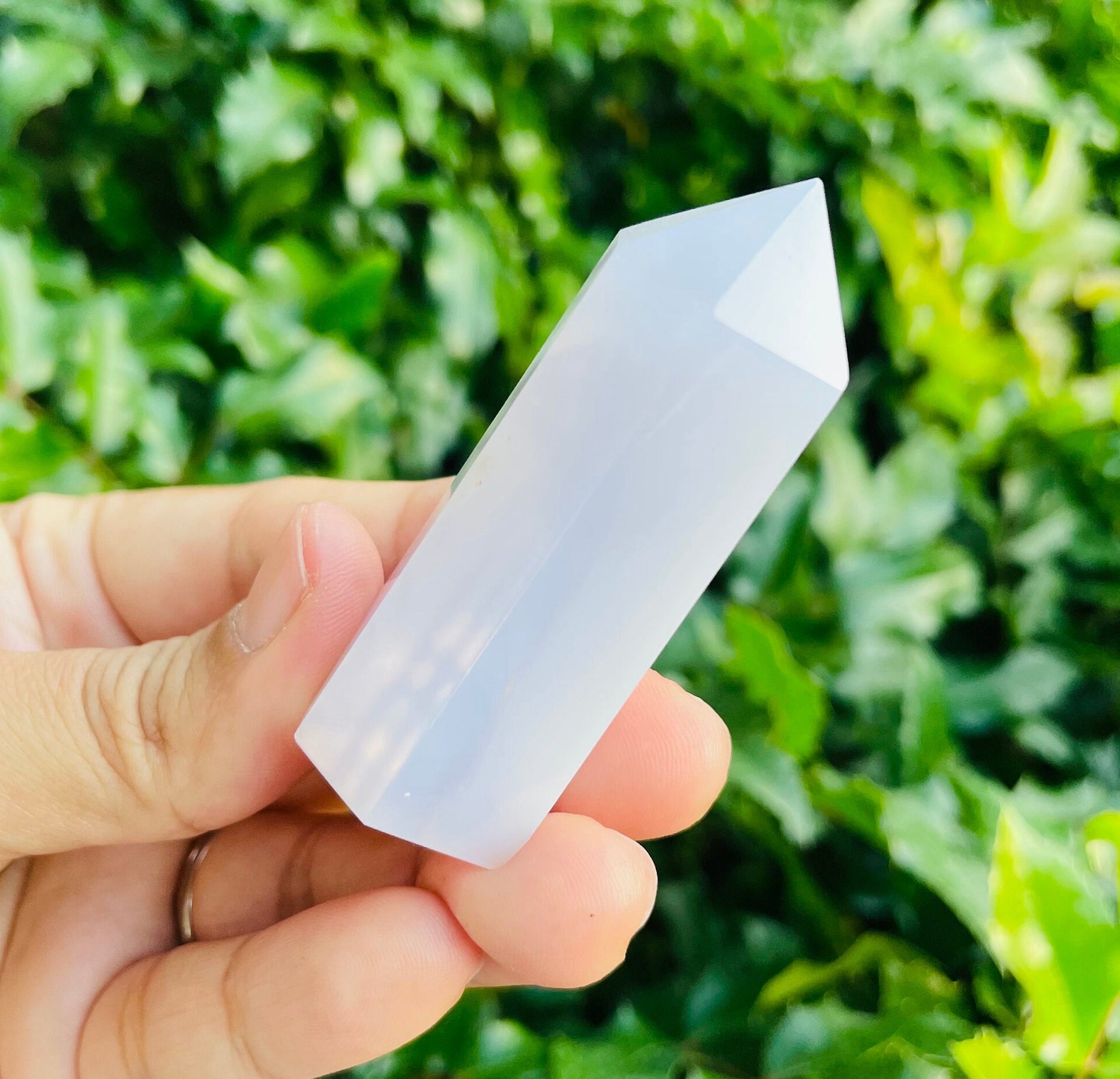 Blue Chalcedony Crystal Tower Point (54.3g, 62x22 Mm)