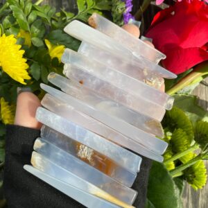 Blue Chalcedony, Singing Sticks, Blue Chalcedony Singing Sticks, Qty. 2