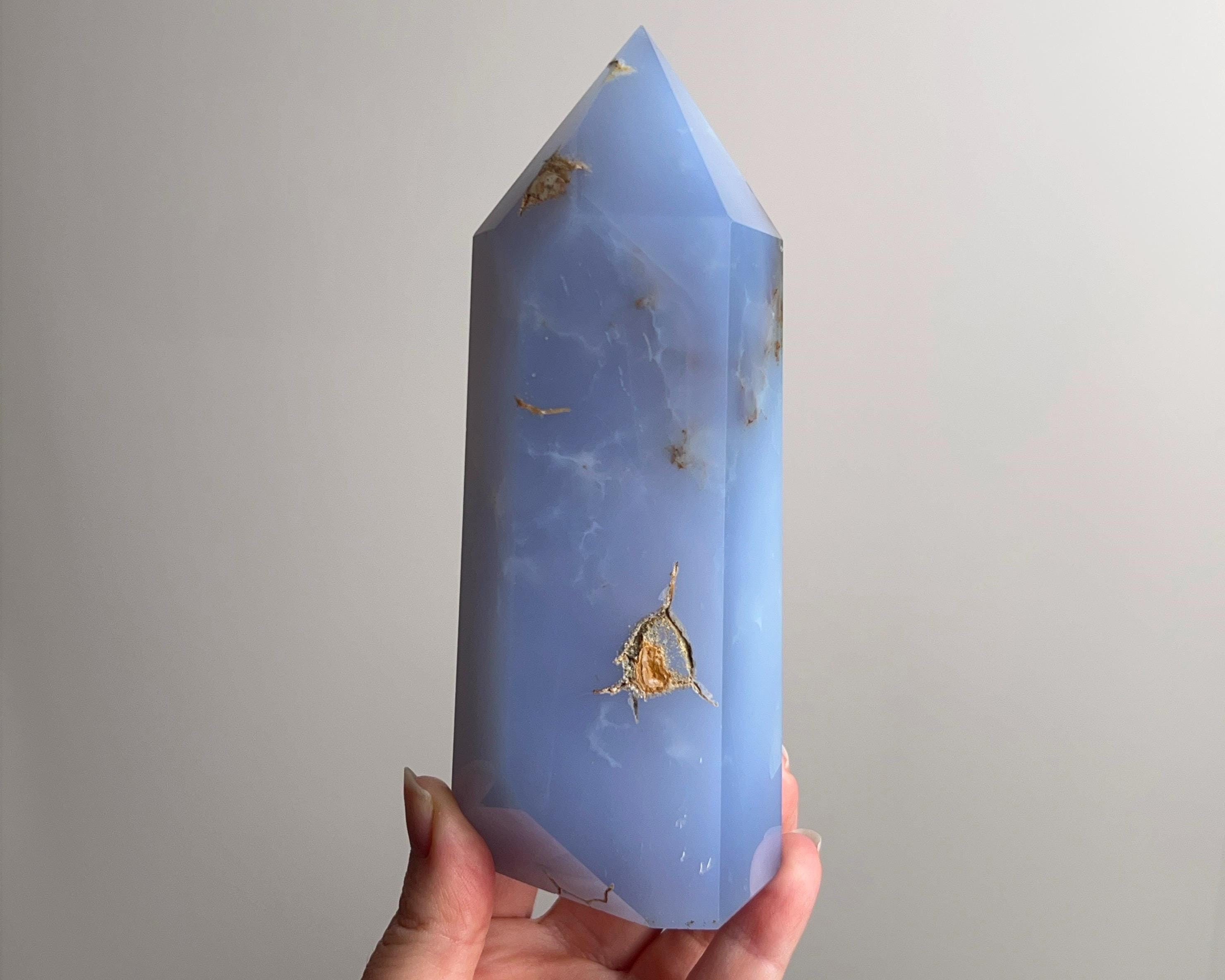 Xl Blue Chalcedony Tower | Chalcedony Crystal Tower | Large Statement Crystal Tower | Blue Crystal Point