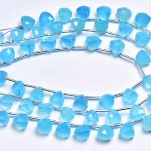 Blue Chalcedony Pyramid Beads - 8 inches - Natural High Quality Faceted Blue Chalcedony Pyramid Briolette - Size is 8 mm #962